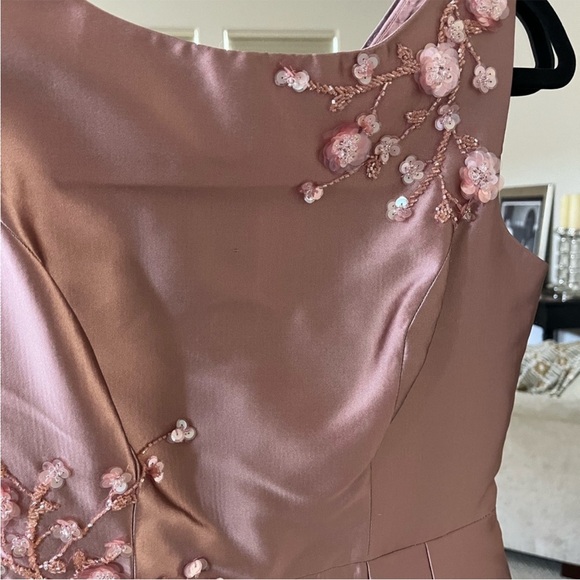 Nwot Teri Jon dress women size 4 pink blush with embellishments - Picture 9 of 13